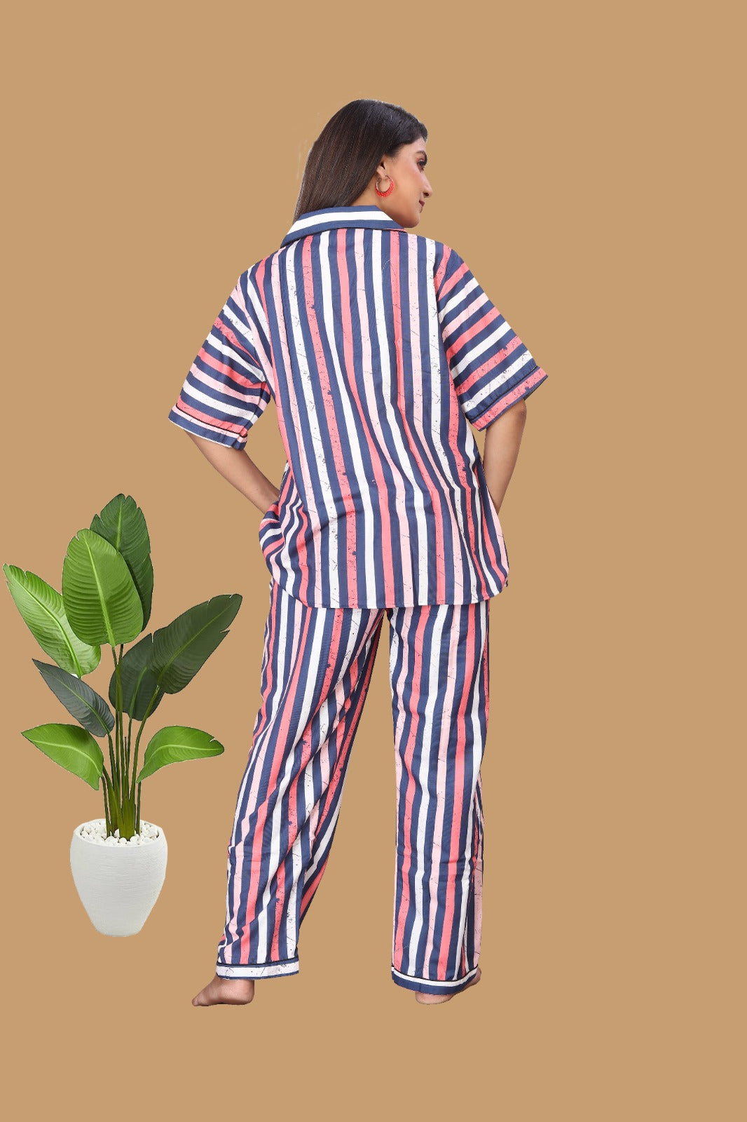 COLOUR STRIPES PRINTED NIGHT SUITE