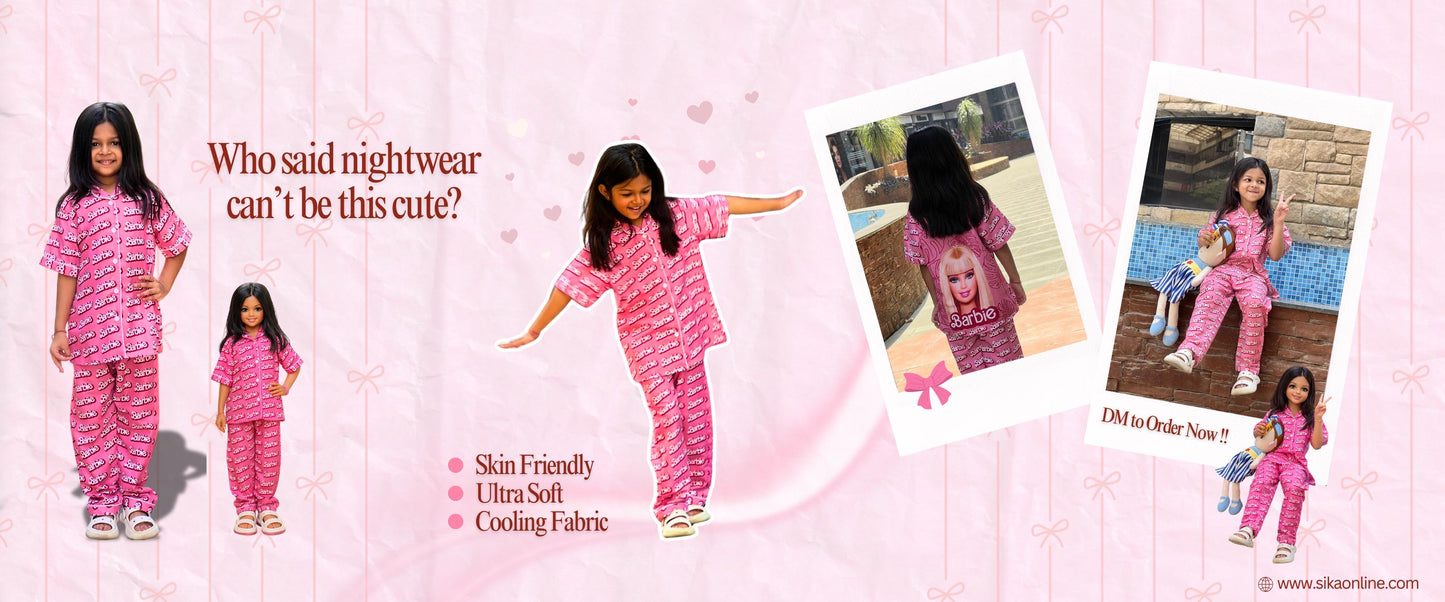 (Copy) PINK BACK PRINTED KIDS NIGHT SUITE FOR GIRLS