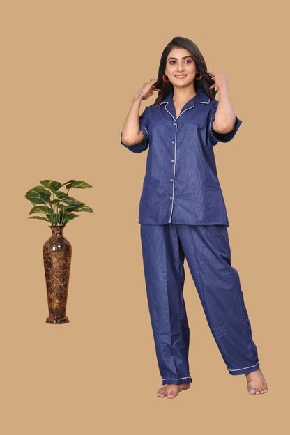 BLUE PLAIN NIGHT SUITE