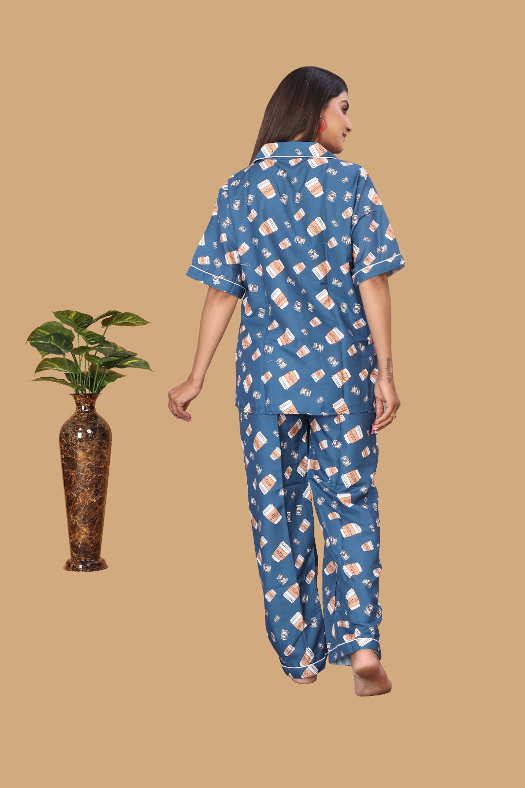 COFFEE PRINTED NIGHT SUITE