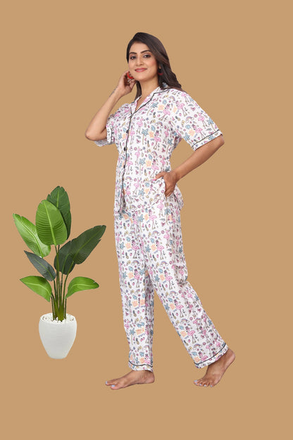 MULTICOLOR FLAMINGO PRINT NIGHT SUITE