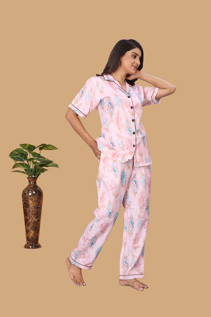 PINK LEAVES PRINT NIGHT SUITE