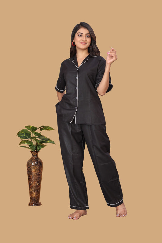 BLACK PLAIN NIGHT SUITE