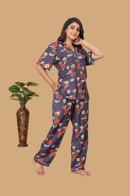 BLACK FLORAL NIGHT SUITE