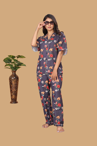 BLACK FLORAL NIGHT SUITE