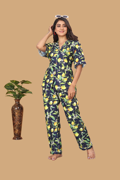 LEMON PLANT PRINTED NIGHT SUITE