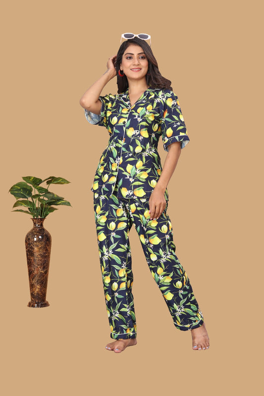 LEMON PLANT PRINTED NIGHT SUITE