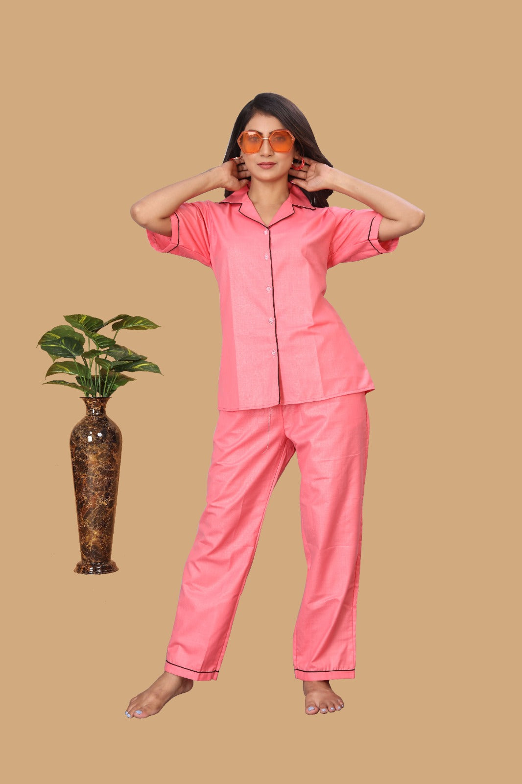 PINK PLAIN NIGHT SUITE