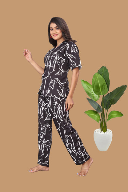 FLORAL LINE PRINTED NIGHT SUITE