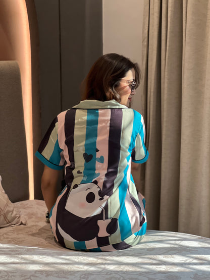 BACK PRINTED NIGHT SUITE WITH  SCRUNCHIESH