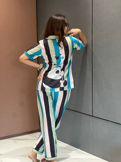 BACK PRINTED NIGHT SUITE WITH  SCRUNCHIESH